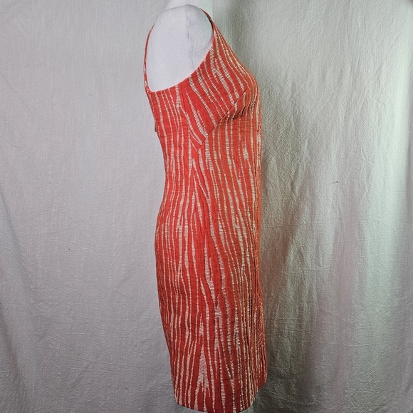 Milly Zebra Jacquard Womens Dress Sz 0 Persimmon Raceback Knee Length - Picture 3 of 15
